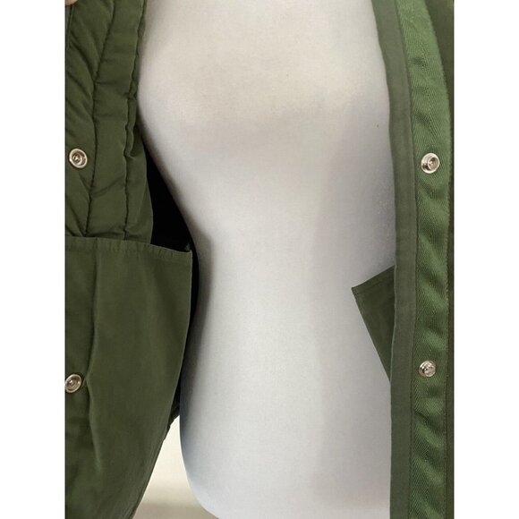 Rag & Bone Woman Liner Quilted Slub Cotton-Canvas Jacket Army Green - Picture 7 of 9